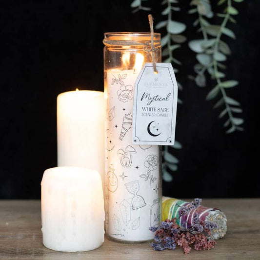 Tube Candle with white Sage  (apparox.22cm high)